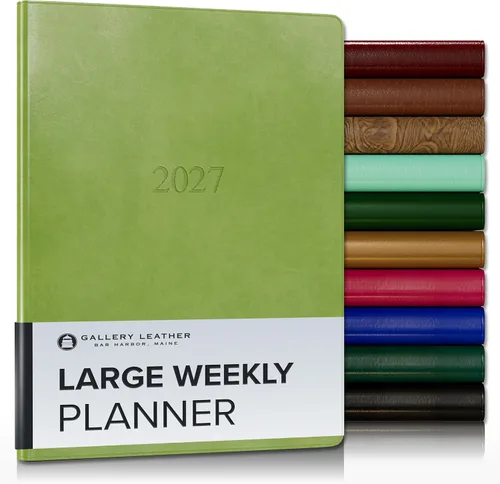 Miniatura 99 de Gallery Leather Agenda semanal y mensual grande 2025-2026, agenda y cuaderno con elegantes bordes de página dorados dorados, 12 meses, cactus Cactus