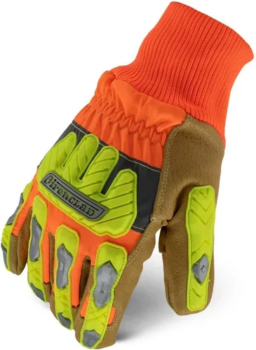 Ironclad Guantes de cuero aislantes corte A6; Guantes de trabajo de invierno, protección contra impactos TPR, lavables a máquina, alta visibilidad,