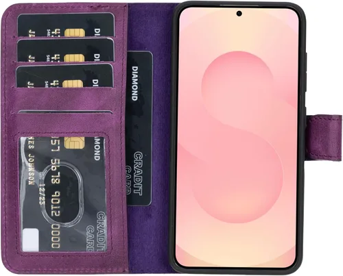 Miniatura 18 de HARDISTON Funda de piel compatible con Samsung Galaxy S22 Ultra – Funda magnética fuerte desmontable hecha a mano con tarjeteros y soporte, Negro