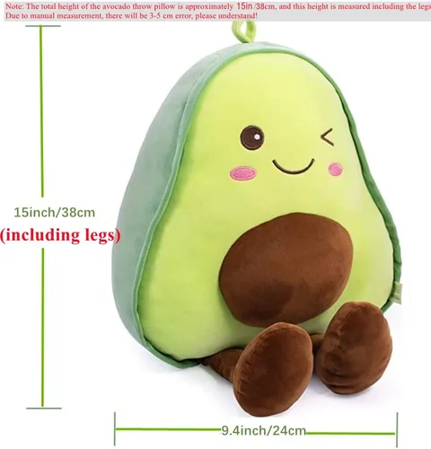 Miniatura 6 de NatureMan Almohada de peluche de aguacate de 16.5 pulgadas, bonita muñeca de peluche de frutas, adecuada para niños, niñas, niños y regalos