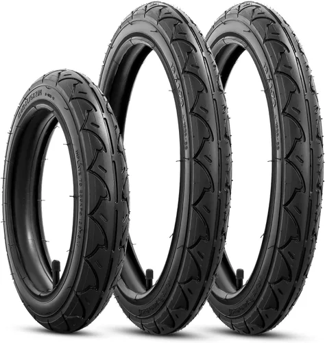 Neumáticos traseros plegables de 16×1.75 y delanteros de 12.5×1.75x2.25 y tubos (2 juegos + 1 juego) para modelos de cochecito de 3 ruedas BOB Gear