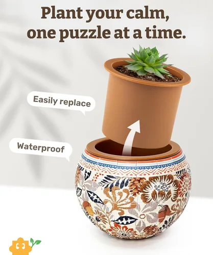 Miniatura 2 de PieceRelax Rompecabezas 3D Maceta 80 Piezas - Abundancia de Otoño, Macetas de Flores de Decoración del Hogar para Cactus de Interior, Macetas
