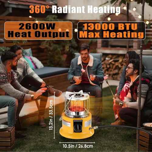 Miniatura 4 de Calentador y estufa de propano 2 en 1, calentador de propano portátil de 13000 BTU con asa, calentador al aire libre estufa de gas para patio