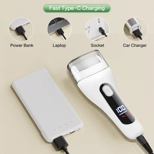 Miniatura 4 de Removedor eléctrico de callos de pies, lima de pie eléctrico con luz LED y pantalla, limpiador eléctrico recargable e impermeable, 3 rodillos