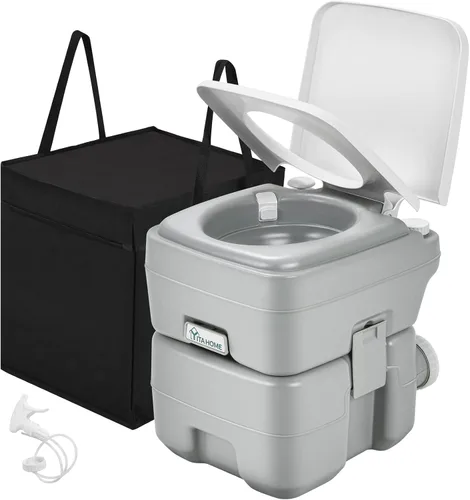 Miniatura 8 de YITAHOME Inodoro portátil para acampar con cuenco ampliado diagonal, rociador de mano y bomba de descarga de presión, 5.28 pulgadas de ahorro