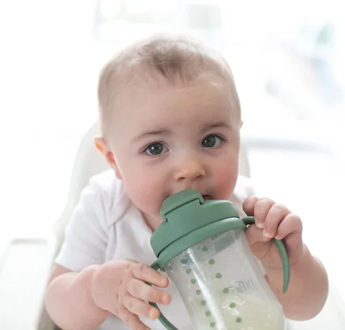 Miniatura 8 de Dr. Brown's - Primer vaso con popote para bebé, Hitos, 9 oz/270 ml, color coral y verde oliva, libre de BPA, 6 meses en adelante, 2