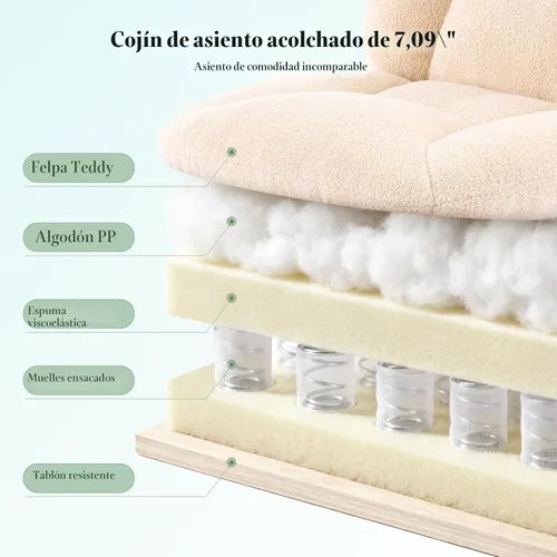 Miniatura 3 de Silla cruzada gruesa, acolchada, ergonómica, con patas cruzadas, con ruedas, silla giratoria sin brazos, altura ajustable para computadora