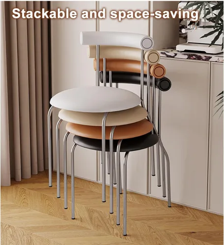 Miniatura 3 de LEIYTFE Silla de comedor minimalista moderna nórdica para recepción, cojín de cuero y respaldo, silla de lectura para sala de estudio y balcón Negro