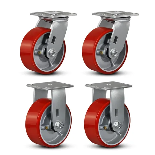 Miniatura 72 de Ruedas industriales de 4 x 2 pulgadas, ruedas resistentes, ruedas de poliuretano, capacidad de hasta 3200 libras. Uso para camión de plataforma