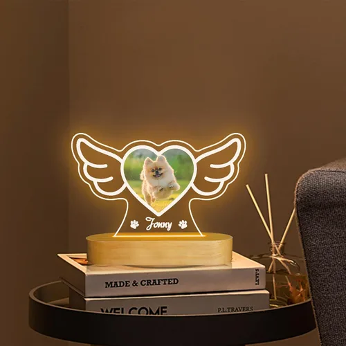 Miniatura 7 de Attivolife Luz nocturna de madera personalizada con temática de mascotas, lámpara LED de color cálido con el nombre de tu perro, imagen de perro