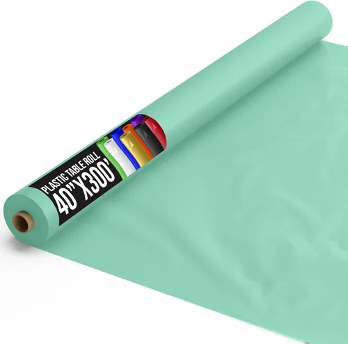 Miniatura 66 de Exquisito rollo de mantel de mesa de plástico aqua de Party Solids 4 piezas 40" X 300' Rollo de mantel de mesa de plástico - Rollos de mantel