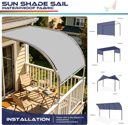 Miniatura 5 de Windscreen4less Toldo impermeable de 10 x 25 pies, con borde recto, para exteriores, bloqueo UV, para césped, patio, jardín, terraza, pérgola