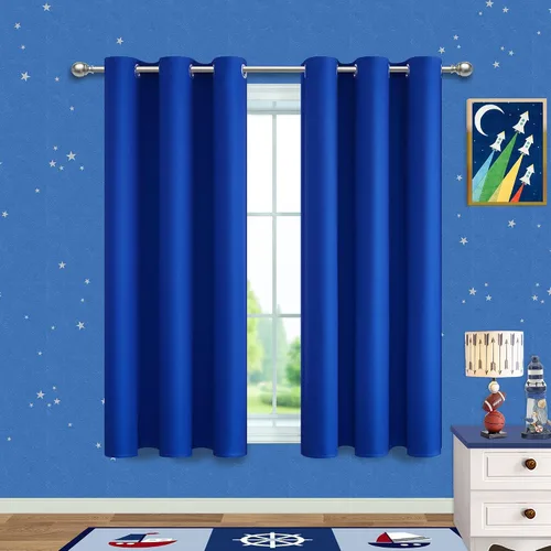 Miniatura 2 de Mrs.Naturall Cortinas Azul Real para Dormitorio, Cortinas Opacas Cortas Medianas Azul Cobalto para Cocina Decoración de Habitación de Adolescentes