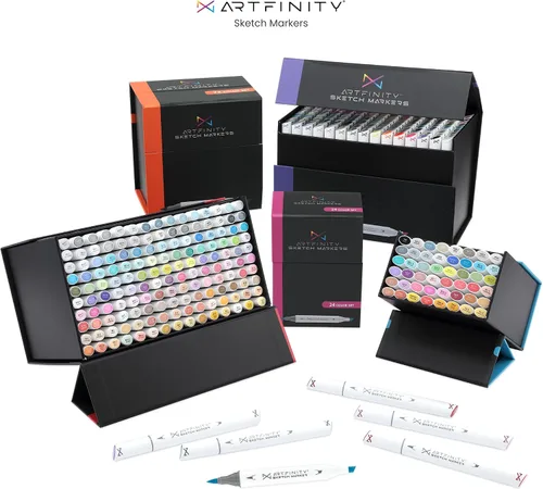 Miniatura 7 de Artfinity Set de marcadores de boceto - Juego de 3 - Garnet RV4-65, marcadores profesionales a base de alcohol de tinte vibrante para artistas
