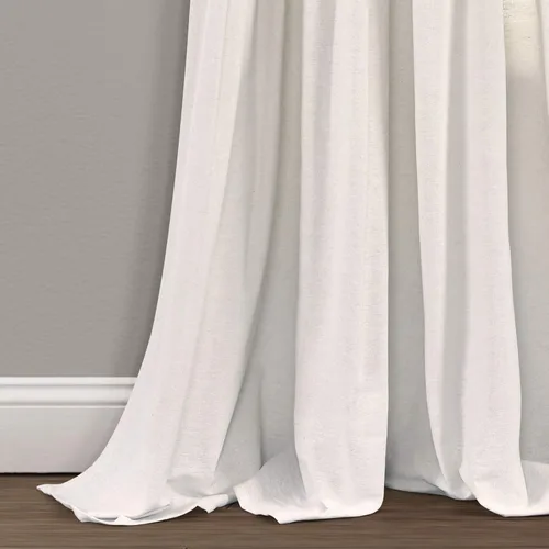 Miniatura 4 de Lush Decor - Cortinas de lino con botones de estilo granja, panel individual, diseño plisado de dos tonos de 40 pulgadas de ancho x 108 pulgadas