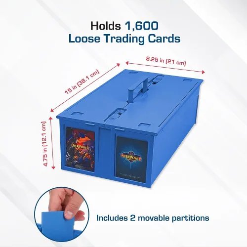Miniatura 3 de BCW Contenedor de tarjetas coleccionables (individual, azul) Capacidad para hasta 1600 tarjetas Caja de almacenamiento de plástico para Pokémon