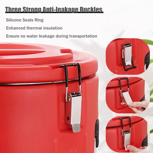 Miniatura 2 de Dispensador de bebidas aislado de 2.6 galones / 10 litros, dispensador de bebidas frías y calientes de acero inoxidable rojo, dispensador de bebidas