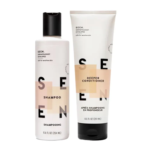 SEEN Paquete de champú y acondicionador más profundo, perfumado, juego de cuidado del cabello no comedogénico, desarrollado por dermatólogos, seguro