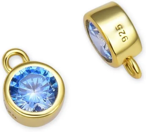 Miniatura 9 de Adabele Auténtico colgante de plata de ley chapada en oro amarillo de 18 quilates con circonia cúbica redonda pequeña de 4 mm y 6 mm, engastada