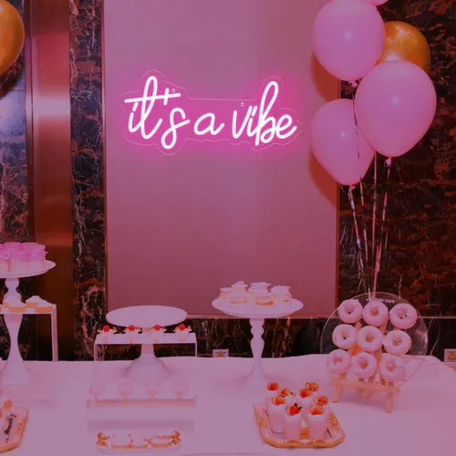 Miniatura 4 de Letreros de neón con texto en inglés "It's a Vibe", luz de neón para dormitorio, decoración de pared LED USB regulable para el día de San Valentín
