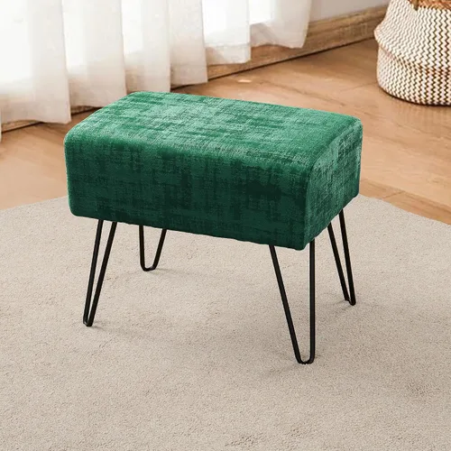 Miniatura 17 de Home Soft Things Otomana otomana de terciopelo texturizado azul, 19 x 13 x 17 pulgadas de alto, color verde ágata, banco otomano de entrada difuso