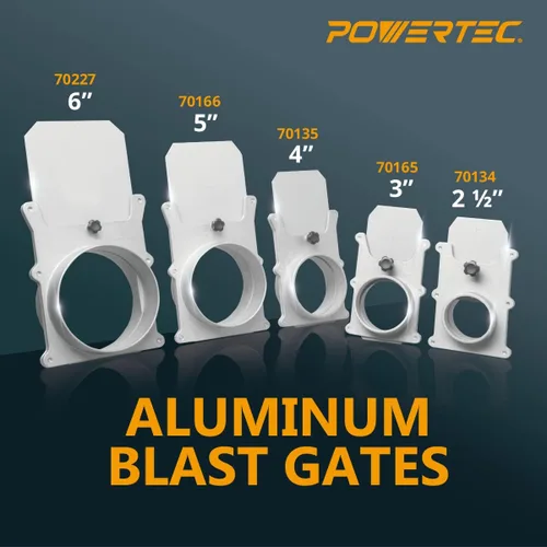 Miniatura 5 de Powertec 70108, compuerta de regulación de tiro de 4-pulgadas para colector de polvo y aspiradora