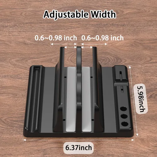Miniatura 4 de Soporte vertical para laptop, soporte vertical de plástico ABS ajustable para laptop, ahorro de espacio 4 en 1, compatible con todos los MacBook Pro