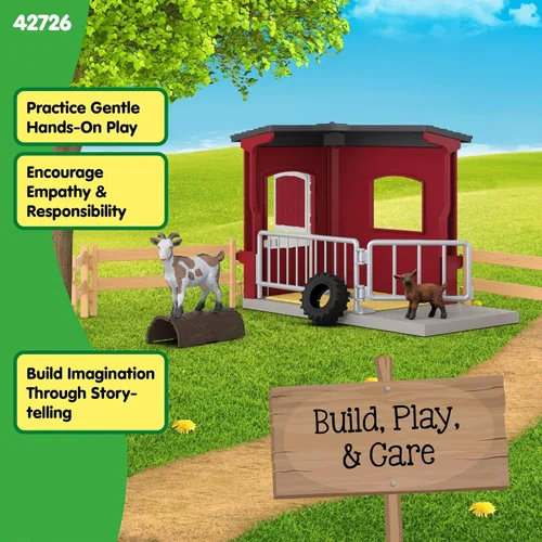 Miniatura 4 de Schleich Farm World – Juego de 31 piezas de establo de cabras con 2 figuras de cabras y accesorios – Juguetes de animales de granja para niños