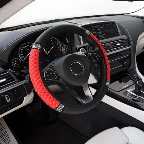 Miniatura 20 de Funda de volante de automóvil, funda de volante de carbono de 15 pulgadas, accesorios de volante antideslizantes transpirables para hombres