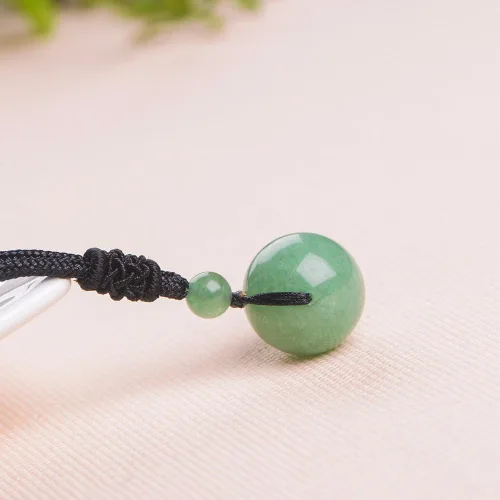 Miniatura 40 de iSTONE Collar unisex con dije de cuentas redondas auténticas, cadena de cuerda negra de 24 pulgadas para hombres y mujeres