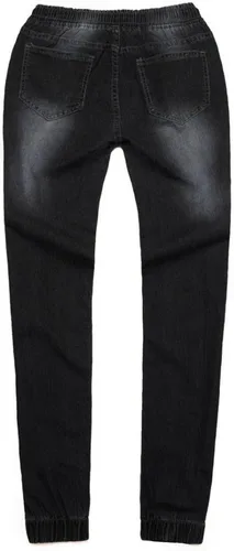 Miniatura 2 de SSDXY Pantalones deportivos de mezclilla para mujer con cordón talle medio desgastados ajustados ajustados ajustados ajustados estilo casual