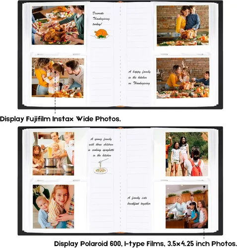 Miniatura 5 de Álbum de fotos para cámara Fujifilm Instax Wide 300, cubierta de lino, álbum de 120 bolsillos con espacio para escribir para cámara instantánea