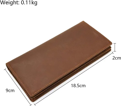 Miniatura 3 de Billetera larga de cuero genuino para hombre, cartera plegable grabada
