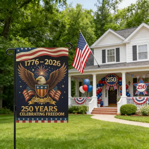Miniatura 2 de Banderas de jardín con el 250 aniversario de Estados Unidos para exteriores, bandera de Estados Unidos del 250 aniversario 1776-2026, letrero