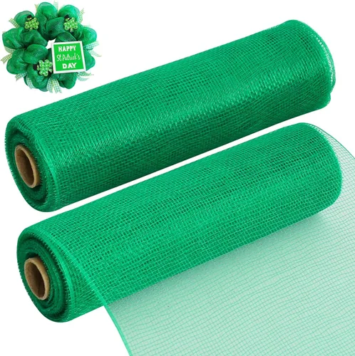 Miniatura 8 de TONIFUL 2 rollos de cinta de malla decorativa roja de 10 pulgadas, malla de tela para suministros de corona de malla, corona de puerta delantera