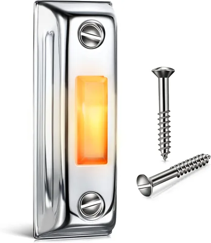 Miniatura 8 de Dreyoo Botón de timbre de puerta de metal, botón de timbre de puerta con cable de metal resistente con luz LED montada en la pared, botones