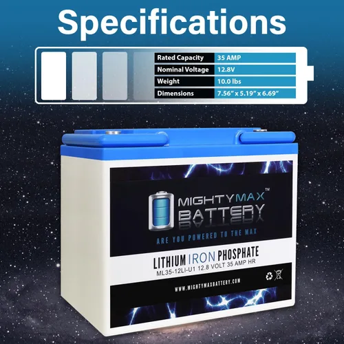 Miniatura 3 de Mighty Max Battery 12V 35AH U1 Lithium Replacement Battery compatible with Casil CA12330 NB - 4 Pack