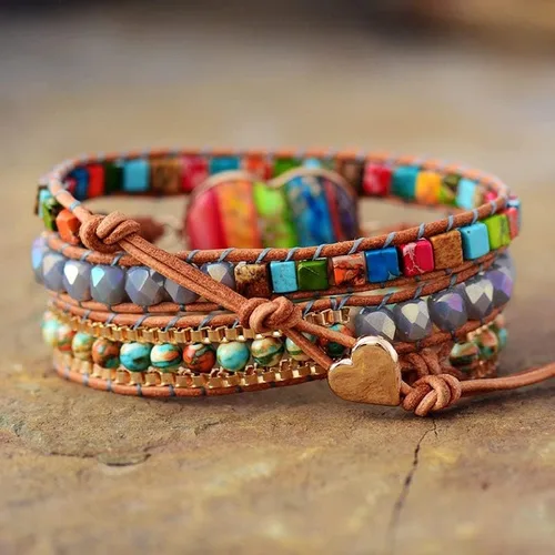 Miniatura 6 de Pulsera de piedras preciosas de corazón natural para curación de 7 chakras, energía de meditación, protección espiritual, equilibrio de salud