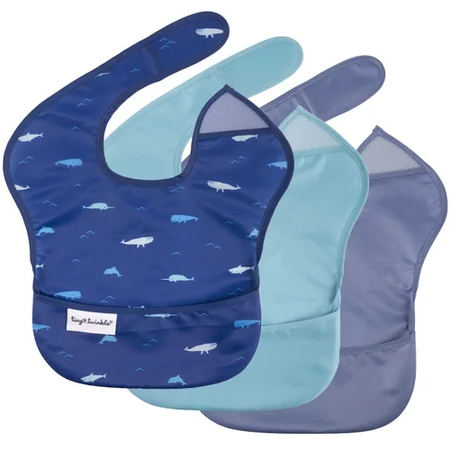 Miniatura 28 de Tiny Twinkle Baberos a prueba de derrames para bebés para comer Baberos impermeables y lavables para niños pequeños con bolsillo para todo Juego