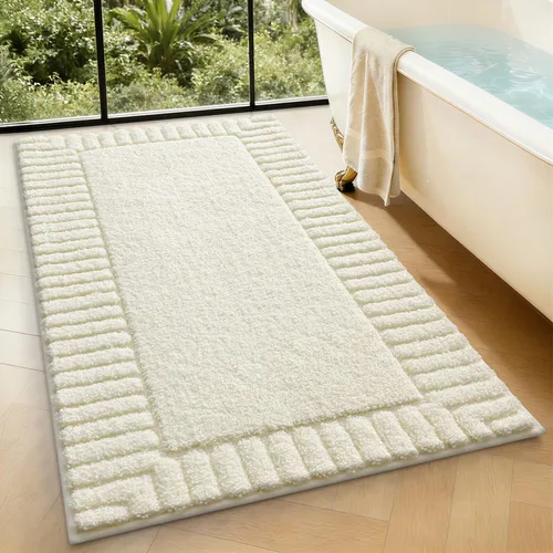 Miniatura 12 de LUMI Alfombras de baño antideslizantes con parte trasera de goma, alfombra de baño de microfibra de felpa extrasuave, absorbente, lavable a máquina