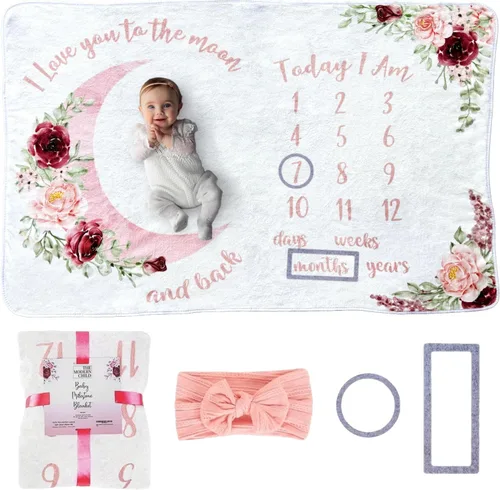 Miniatura 10 de Manta de hito para bebé de The Modern Child - Manta mensual de hito para bebé súper suave de vellón para niña y niño - Perfecta para la tabla