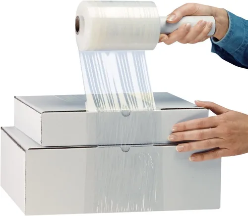 TOTALPACK - film retráctil en paquetes hasta de 12, de 5 in x 1000 ft, calibre 80. Papel film retráctil mini con colocador y paleta para envolver.