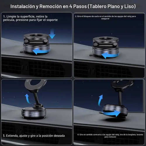 Miniatura 5 de Jikasho Soporte magnético para teléfono con succión al vacío, plegable y retráctil, soporte de teléfono con ventosa manos libres