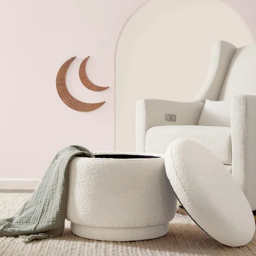 Miniatura 9 de Babyletto Enoki - Otomana de almacenamiento en ramo de marfil, oro Greenguard y certificado CertiPUR-US