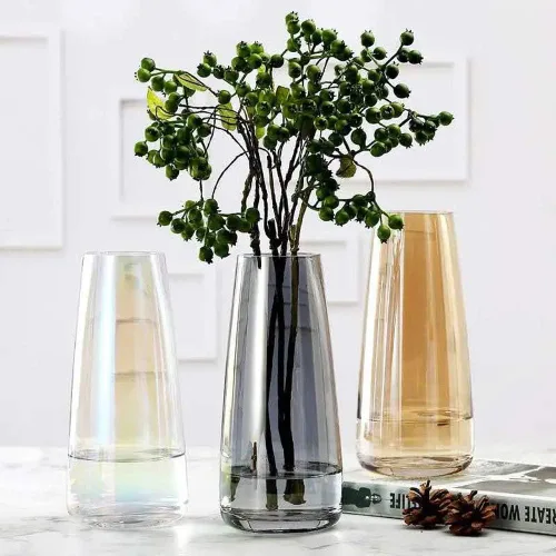 Miniatura 3 de Aoderun Jarrón de cristal para flores, jarrones modernos para decoración del hogar, florero único para ramo de flores de 8.7 pulgadas, centro de Gris