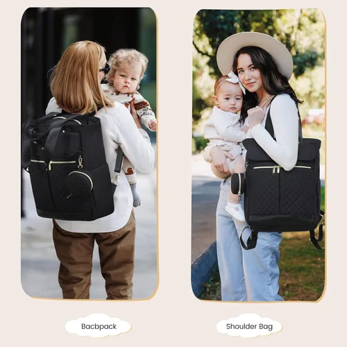 Miniatura 2 de LOVEVOOK Mochila para pañales con bolsillos aislados, bolsa de bebé para niñas y niños con cambiador, bolsa de pañales grande con funda para Negro