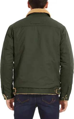 Miniatura 7 de MAGNIVIT Chaqueta cargo de algodón para hombre, chaqueta de trabajo con forro polar Sherpa de invierno con 5 bolsillos