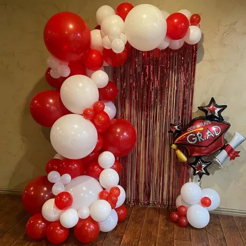 Miniatura 5 de Globos rojos y blancos, 67 globos de confeti rojo de 12 pulgadas y globos blancos para el día de la madre, día de San Valentín, cumpleaños, boda