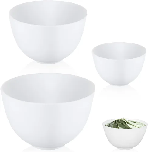 Juego de 3 cuencos de silicona de silicona para máscara facial de color blanco para mascarilla facial, aplicación de aceite para el cabello de