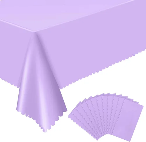 Miniatura 16 de 3 Pack Plastic Black Tablecloth, 54 X 108Inch Disposable Scalloped Dessert Table Coth for Rectangle Tables Waterproof Outdoor Table Cover for BBQ